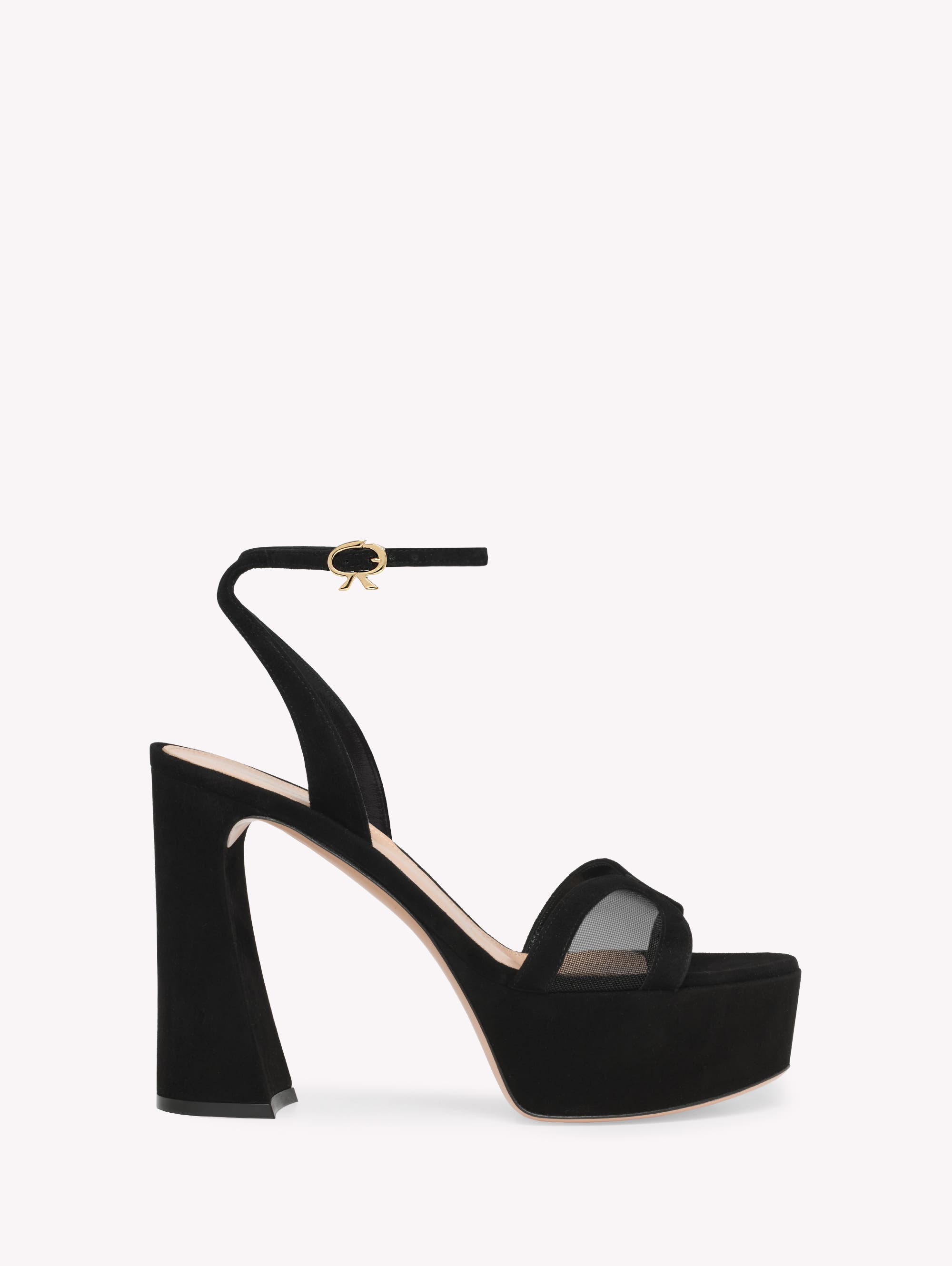 Gianvito Rossi Suede Platform, Main, color, Black Suede