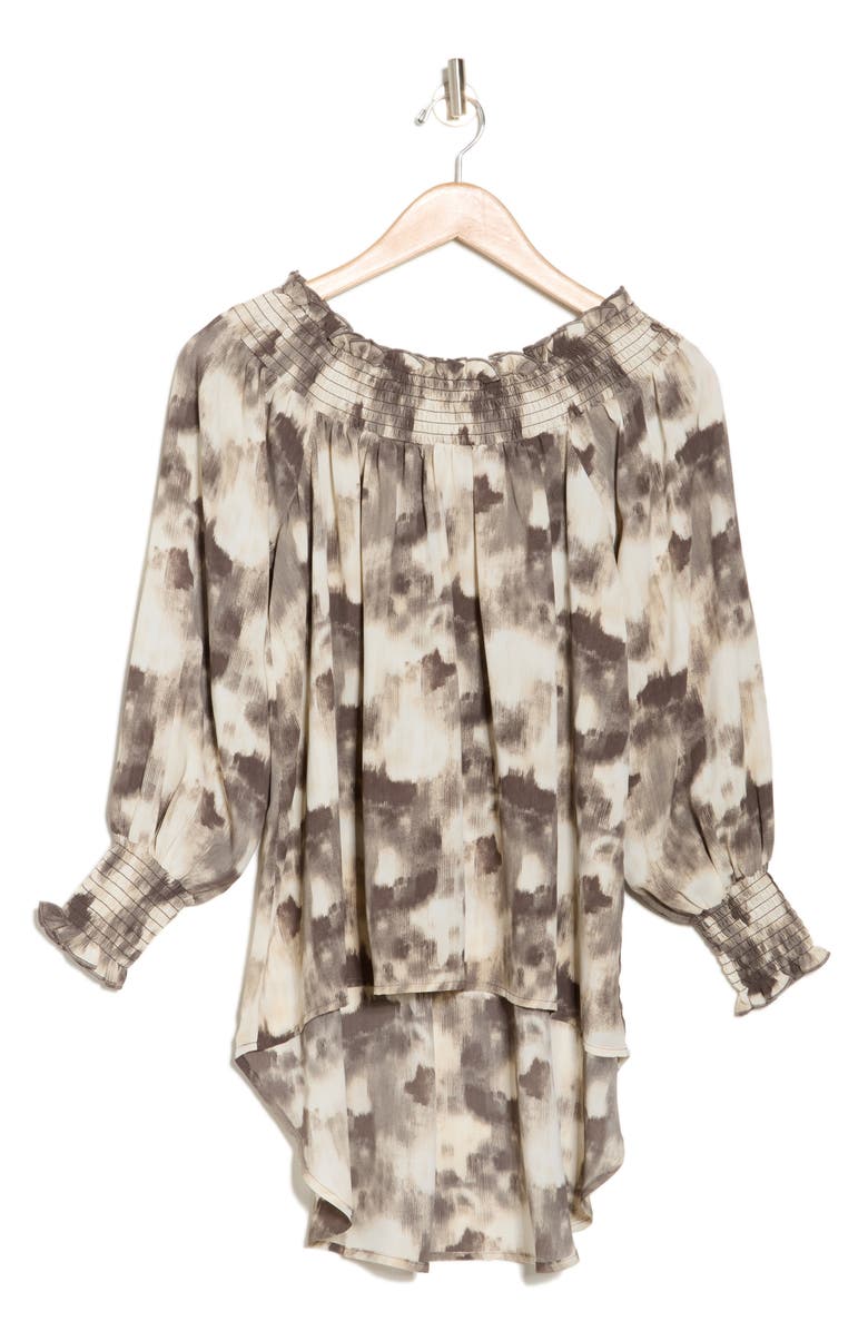 PATRIZIA LUCA Off the Shoulder High-Low Top, Alternate, color, Grey