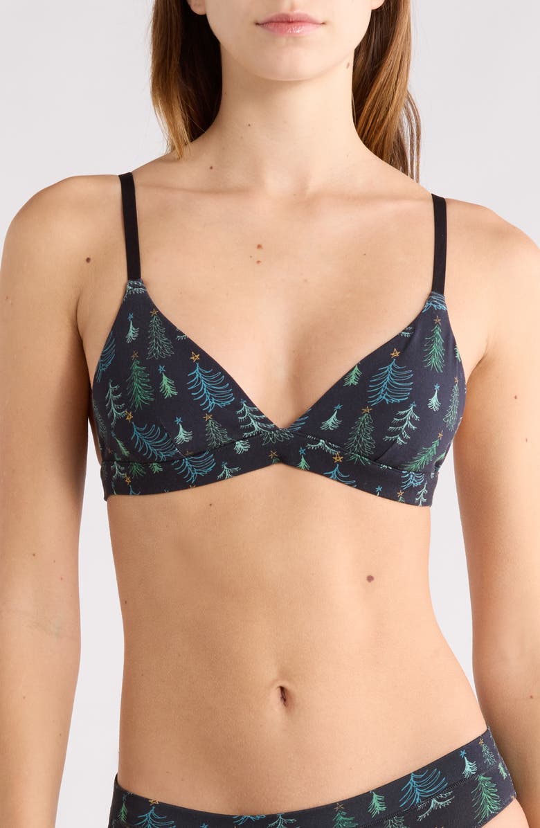 MeUndies FeelFree Triangle Bralette, Main, color, Festive Forest