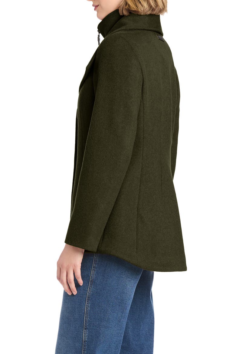 High-Low Hem Wool Blend Coat with Fixed Bib, Alternate, color, OLIVE