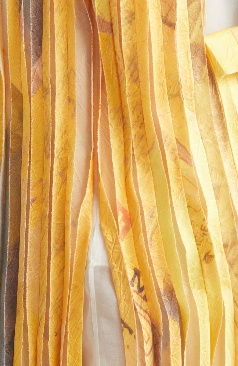 Jason Wu Collection Sleeveless Silk Stripe Gown with Sulphur Bank Artwork by Robert Rauschenberg, Alternate, color, Yellow Multi