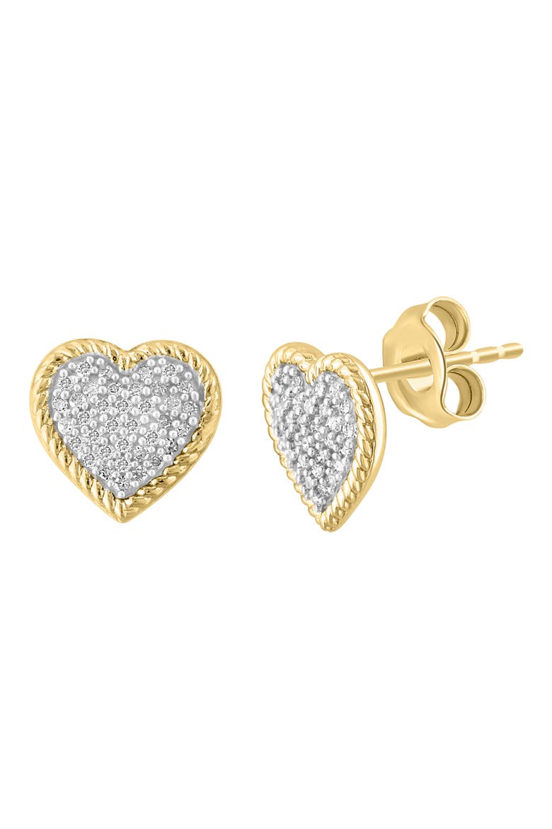 14k Gold Plated Diamond Heart Stud Earrings, Main, color, GOLD