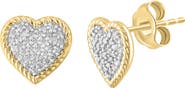 EFFY 14k Gold Plated Diamond Heart Stud Earrings