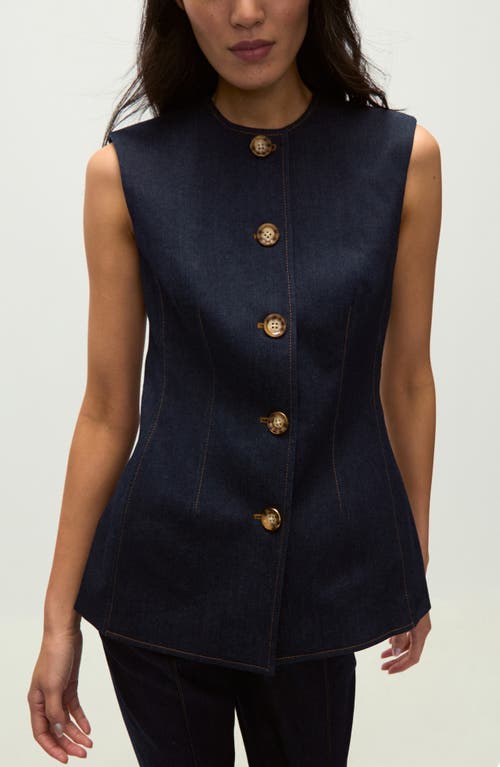 Veronica Beard Jessup Denim Vest In Dark Oxford In Dark Oxford
