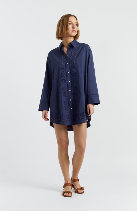Cotton Broderie Shirt Dress