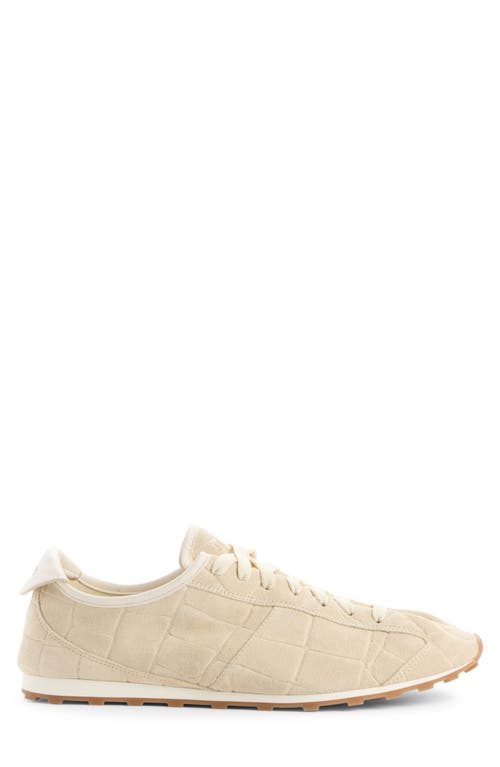 Jacquemus The Tennis Leather-trimmed Croc-effect Suede Sneakers In Neutral