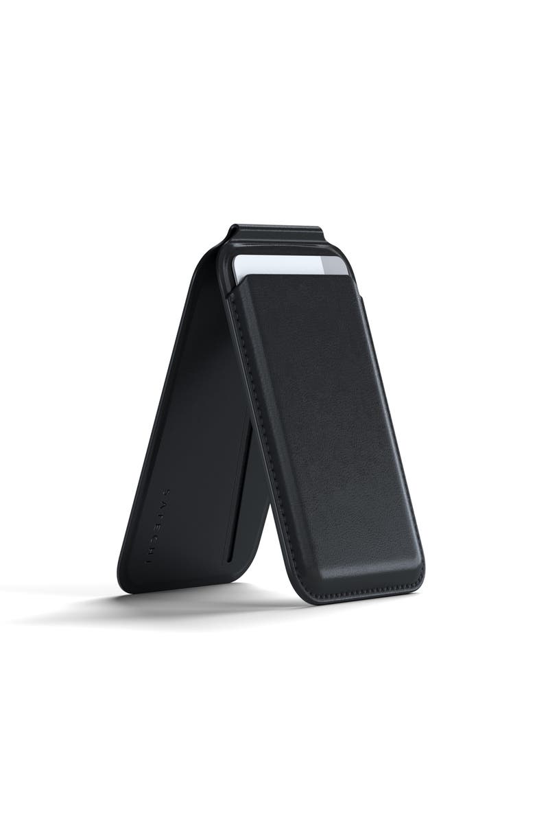 Satechi Vegan-Leather Magnetic Wallet Stand, Main, color, Black