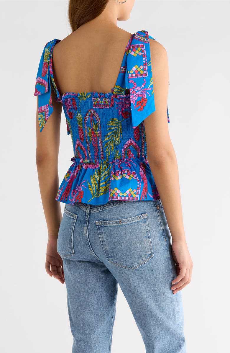 SUGARLIPS Bally Tropical Cazz Smocked Cotton Tank, Alternate, color, Pink-Blue-Green