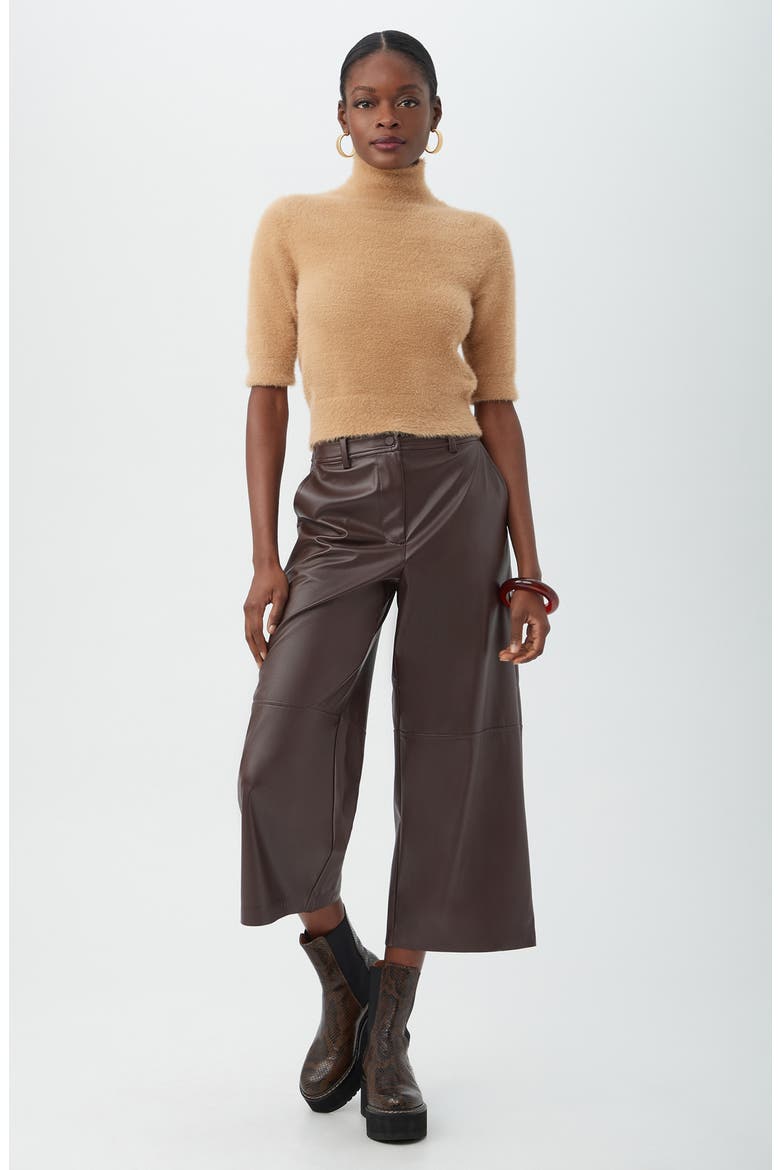 Tanashi Faux Leather Crop Wide Leg Pants, Alternate, color, MUDCLOTH