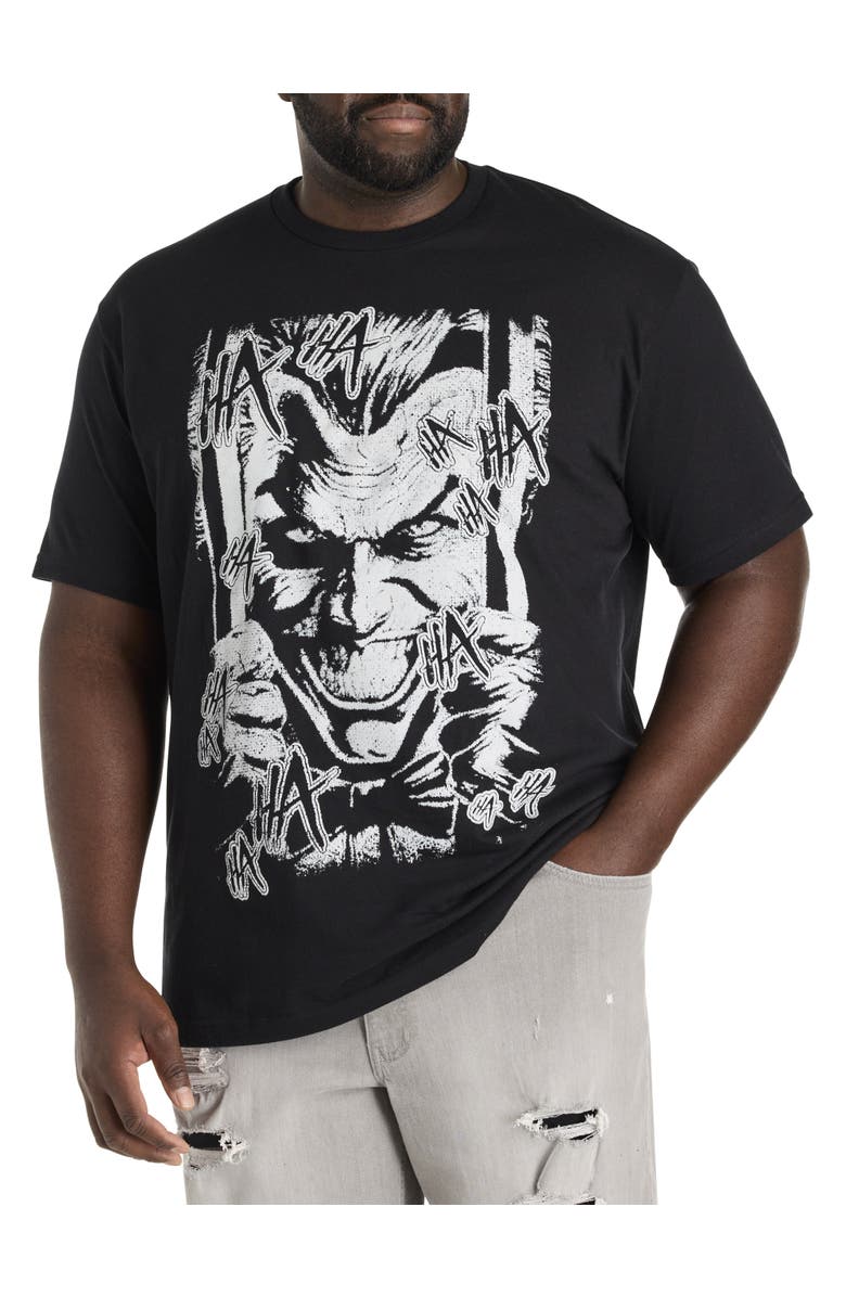 True Nation by DXL Big & Tall Joker Graphic Tee, Main, color, Black