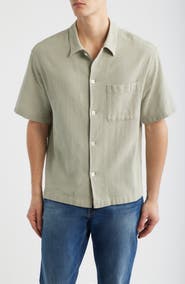 FRAME Open Weave Short Sleeve Button-Up Shirt