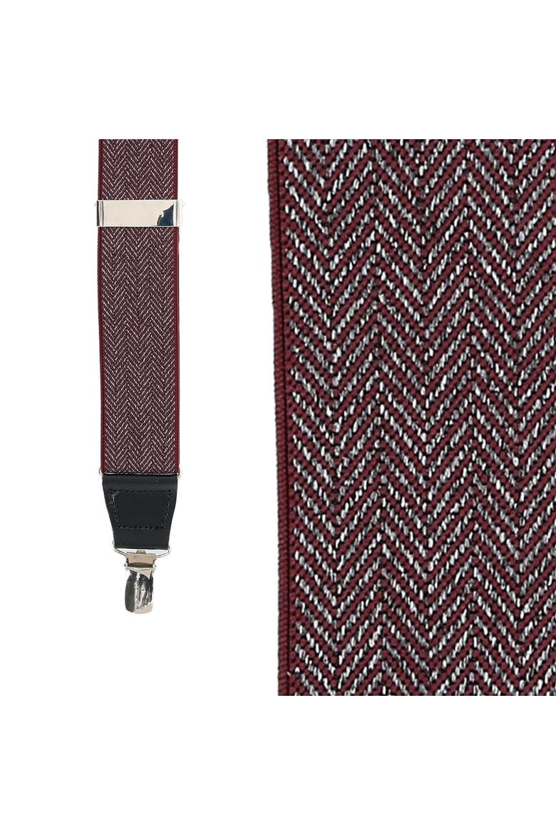 Men's NoHo Herringbone 35mm Clip End Elastic Braces, Alternate, color, Burgundy