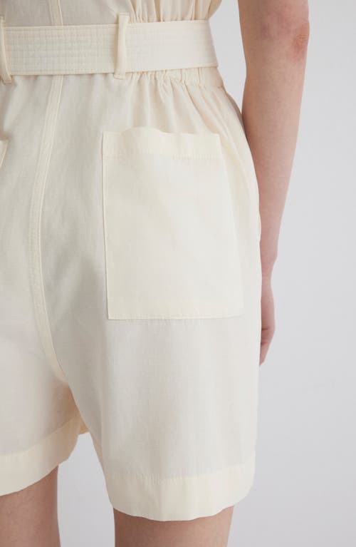 Mavi Jeans Short Belted Zip Jumpsuit In White