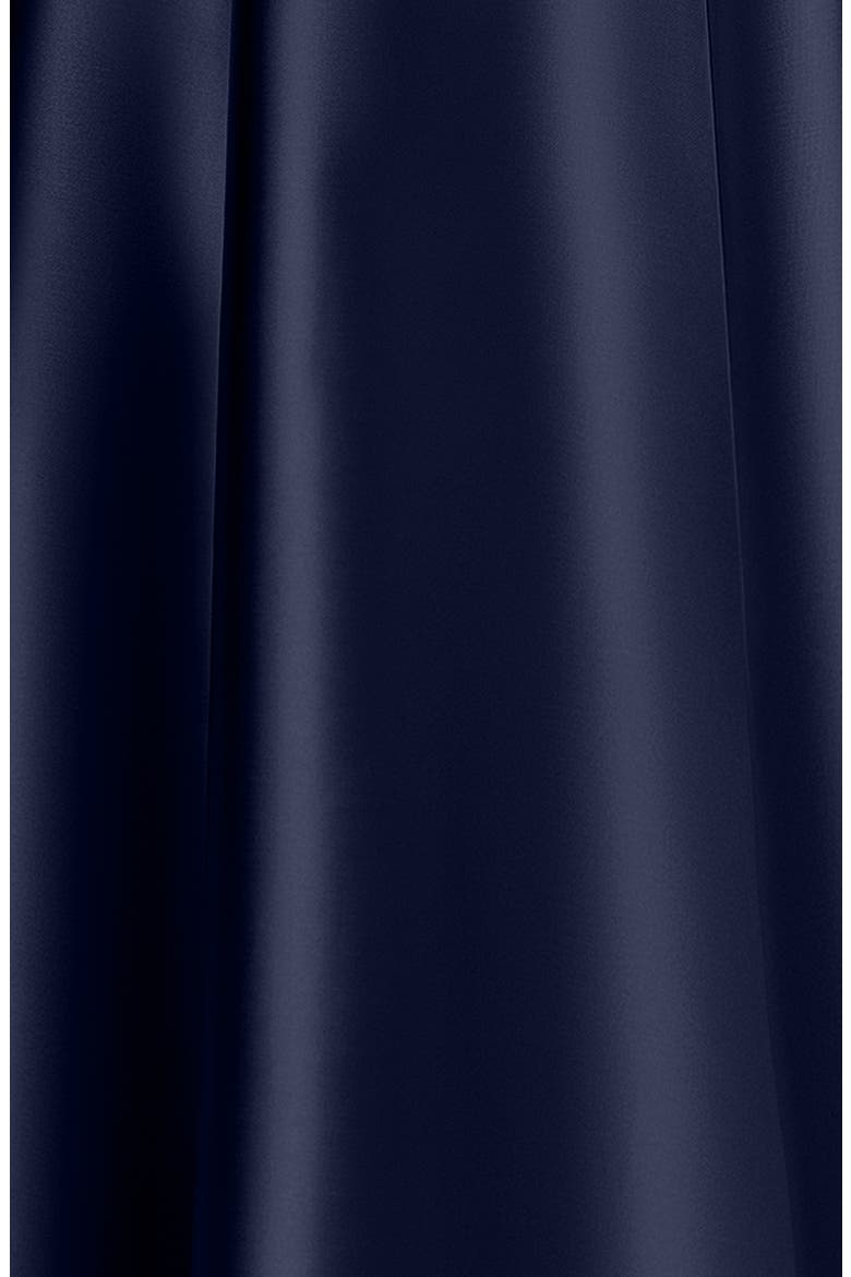 Bow Detail One-Shoulder Mikado Fit & Flare Gown, Alternate, color, NAVY
