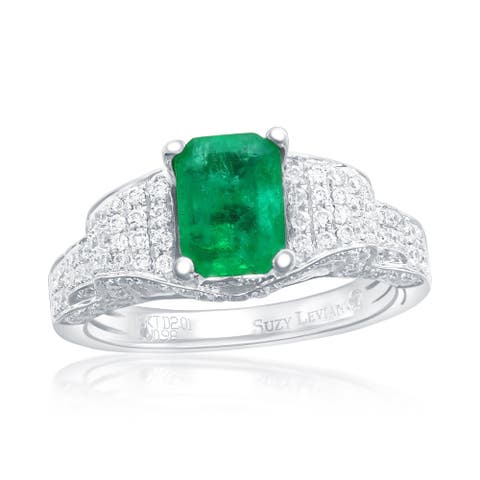14K White Gold 1.29ct Colombian Emerald & 0.98cttw Diamond Ring