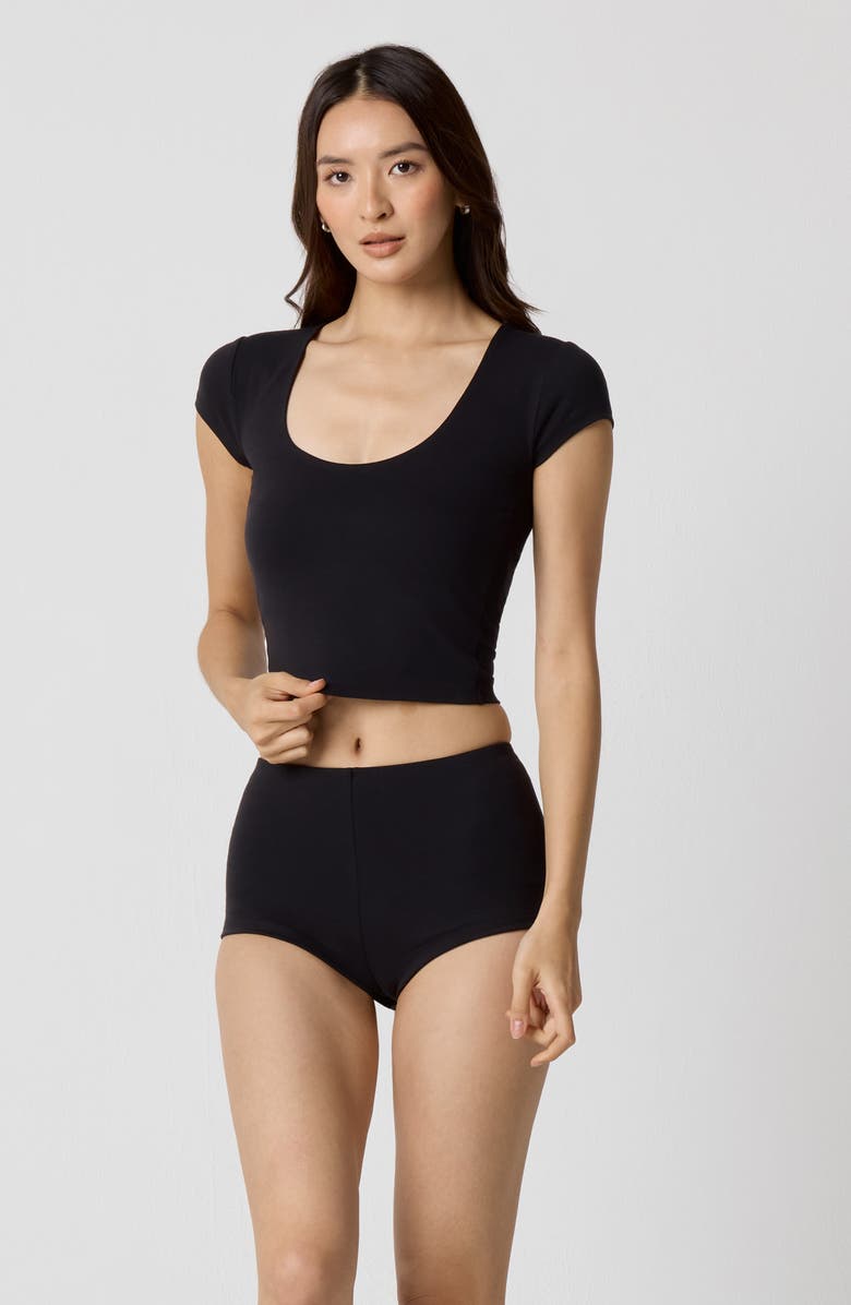 Florence by Mills Power Mesh Plunge Tee, Alternate, color, Black