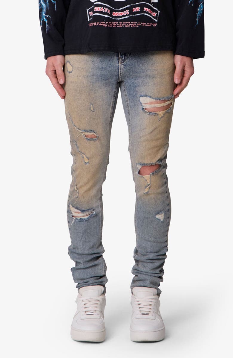 mnml Slashed Skinny Denim Jeans, Alternate, color,