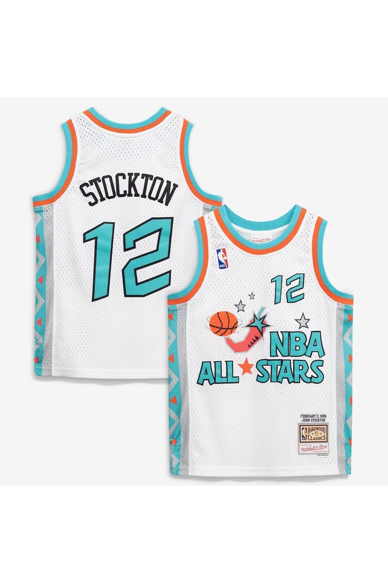 Youth Mitchell & Ness John Stockton White 1996 NBA All-Star Game Hardwood Classics Swingman Jersey, Main, color, White