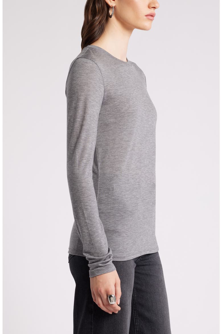 Long Sleeve Lyocell & Wool T-Shirt, Alternate, color, GREY DARK HEATHER