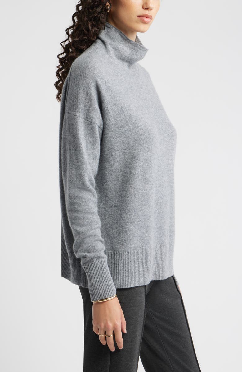 Nordstrom Oversize Cashmere Turtleneck Sweater, Alternate, color, Grey Night