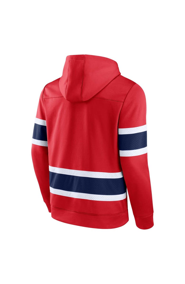 FANATICS Men's Fanatics Branded Red Washington Capitals Powerplay Warrior Pullover Hoodie, Alternate, color, Red