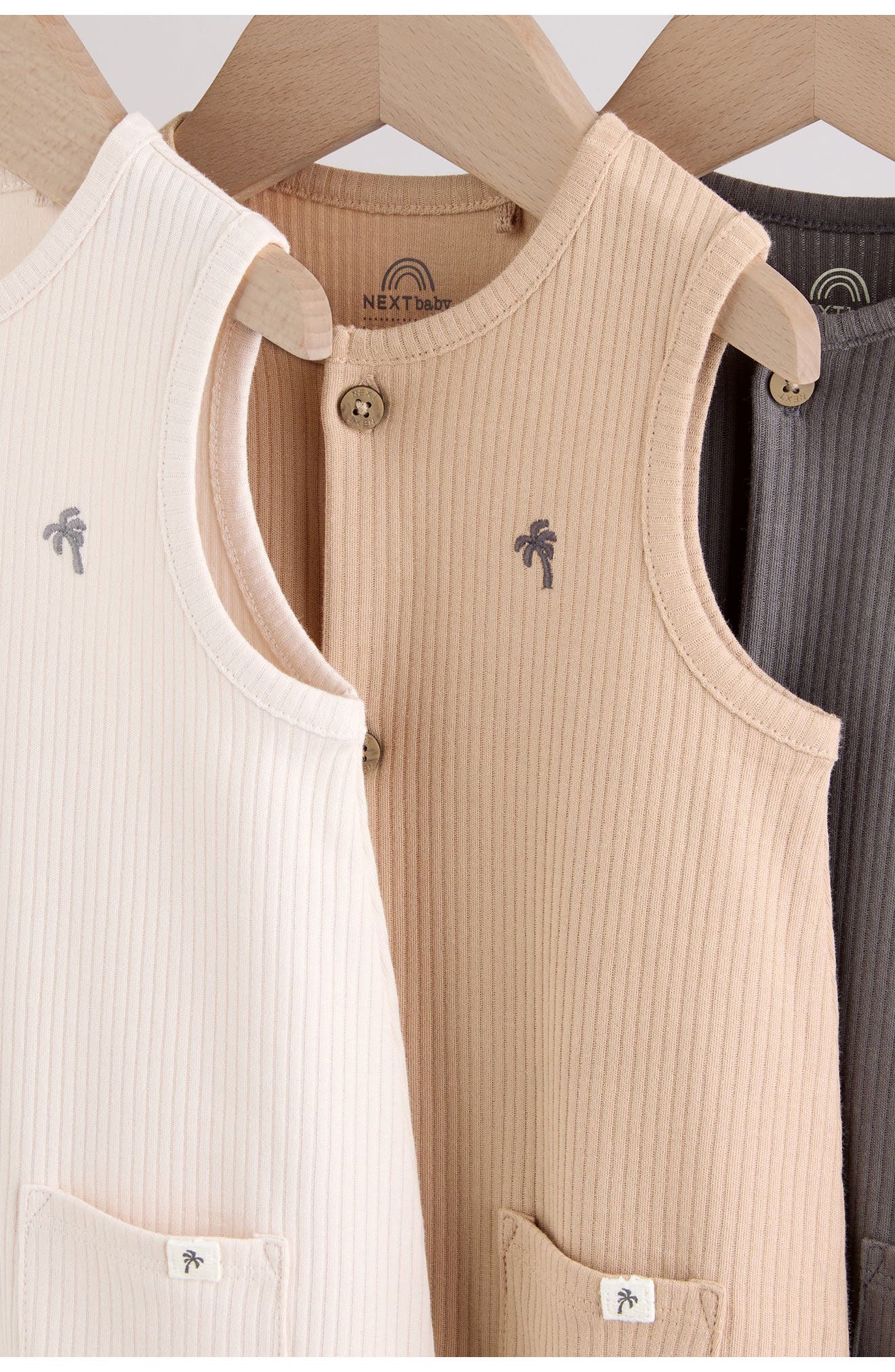 NEXT 3-Pack Rib Cotton Rompers — фото 7