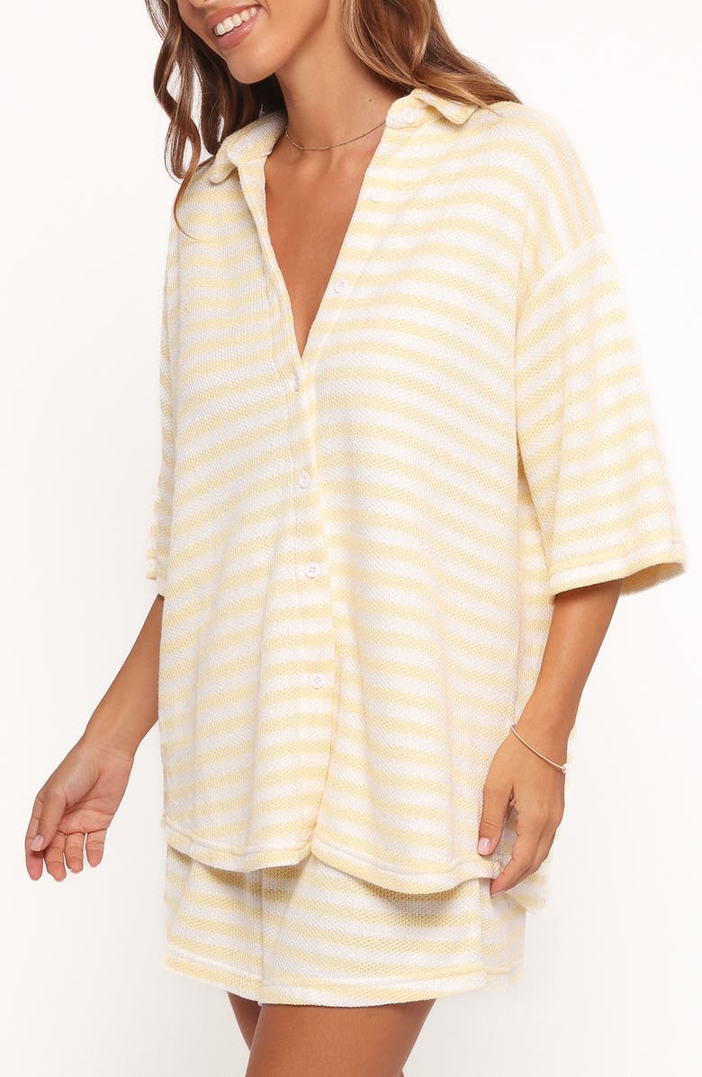 Petal & Pup Sunny Knit Shirt & Shorts Set, Alternate, color, Yellow Stripe