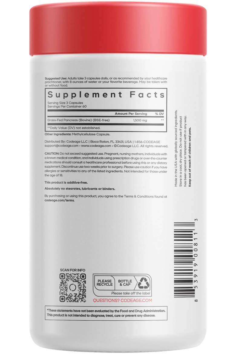 Grass-Fed Beef Pancreas Glandular Supplement, Alternate, color, White
