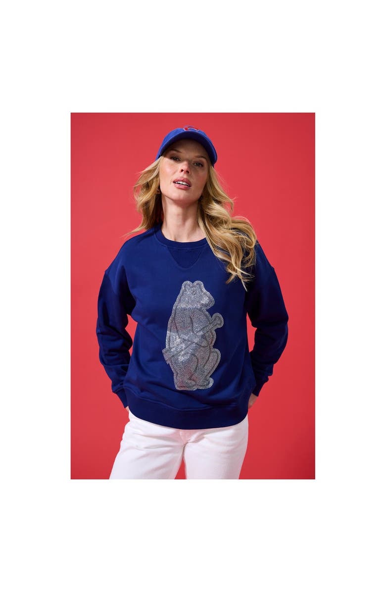 Terez Women's Terez Navy Chicago Cubs Oversized Gemstone Logo Sweatshirt, Main, color, Navy