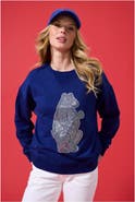 Terez Women's Terez Navy Chicago Cubs Oversized Gemstone Logo Sweatshirt