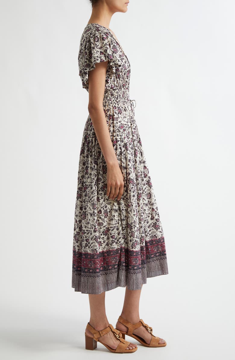 Ulla Johnson Lyria Floral Cotton Blend Midi Dress, Alternate, color, Cosmos