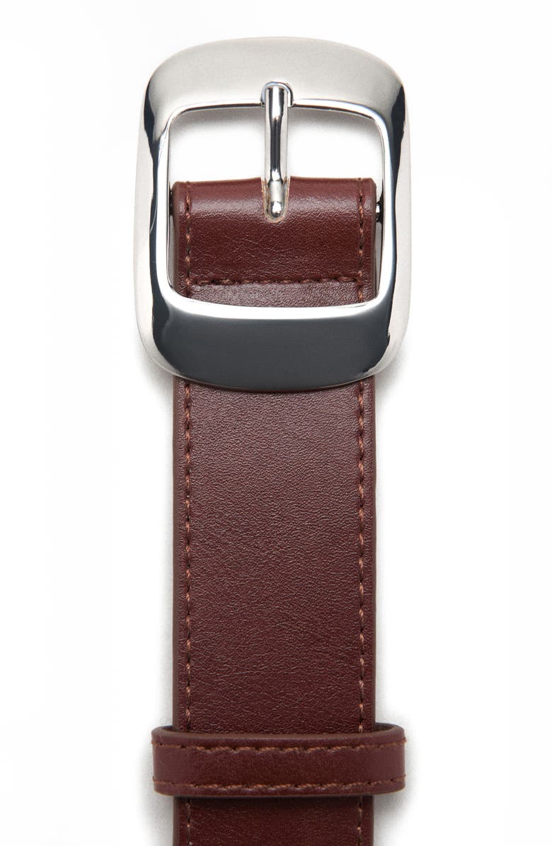 MANGO Square Buckle Belt, Alternate, color, Brown