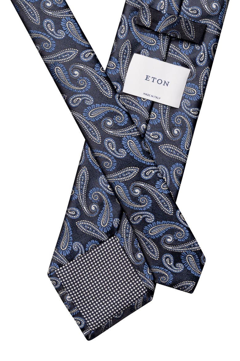 Navy Paisley Silk Jacquard Tie, Alternate, color, DARK BLUE