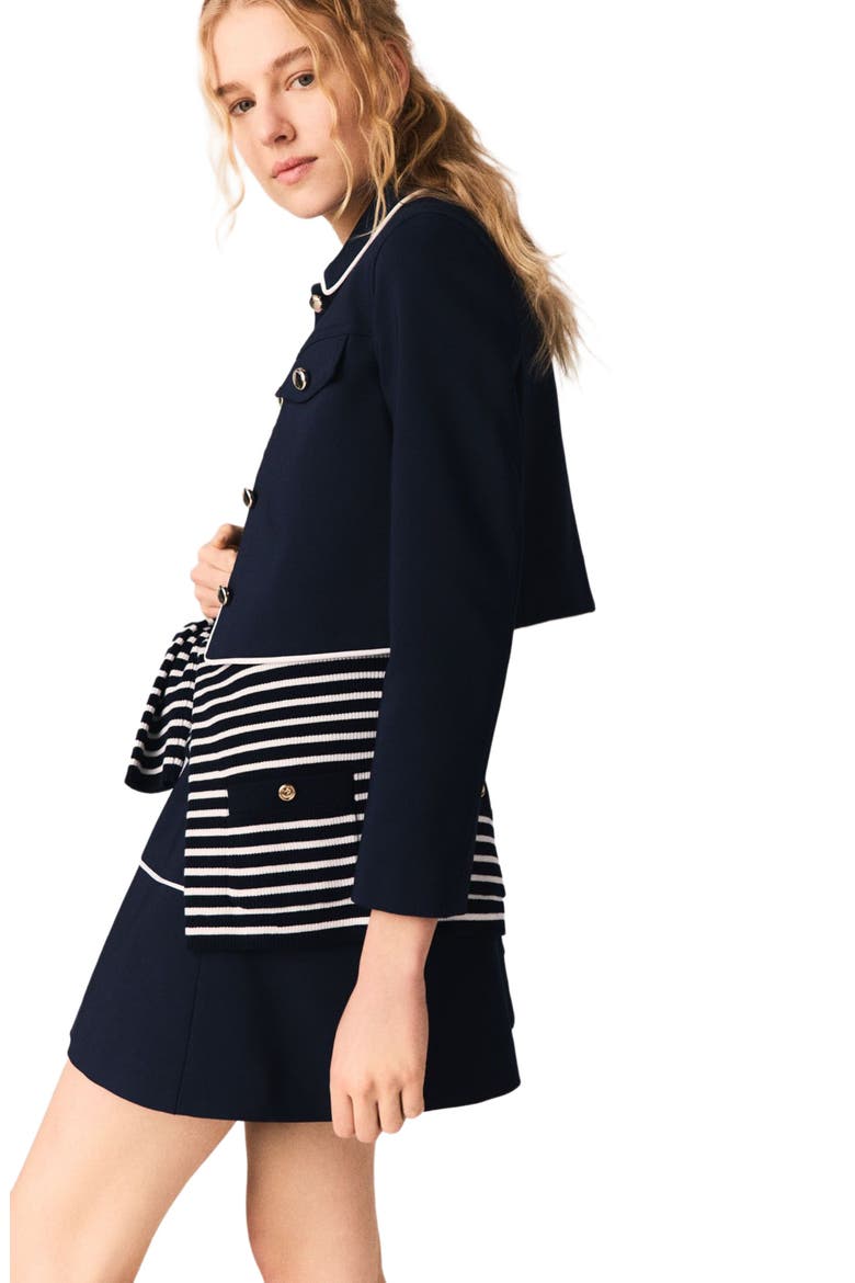 Short jacket with contrast trim, Alternate, color, Navy