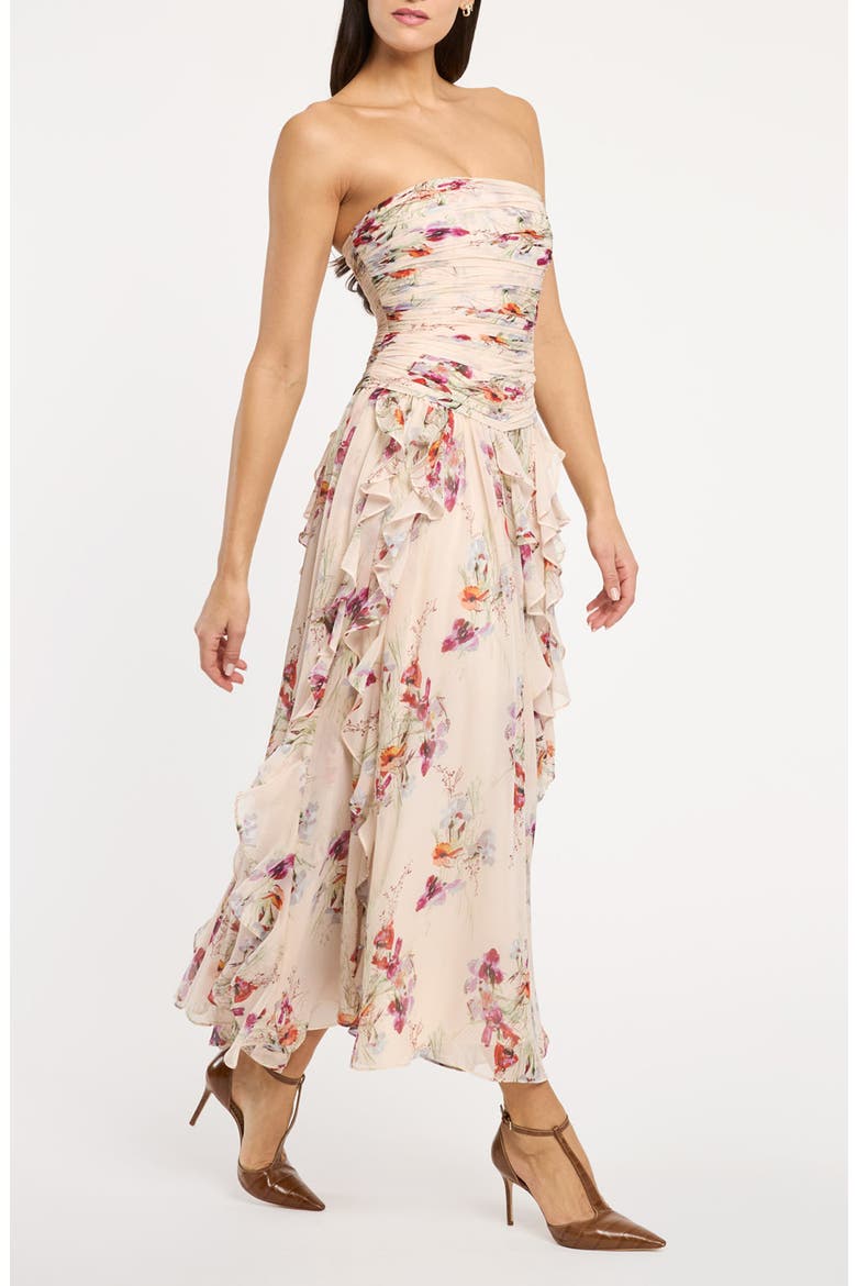 Gayla Iris Print Strapless Maxi Dress, Alternate, color, OATMILK MULTI