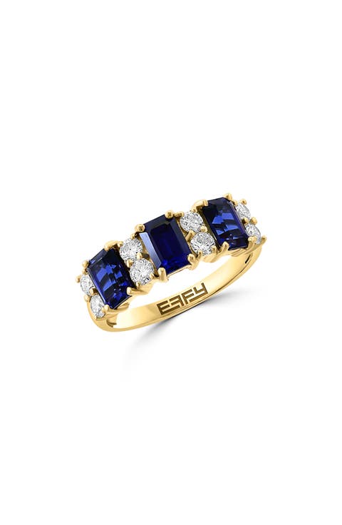 14K Yellow Gold Lab-Created Semiprecious Stone & Diamond Ring
