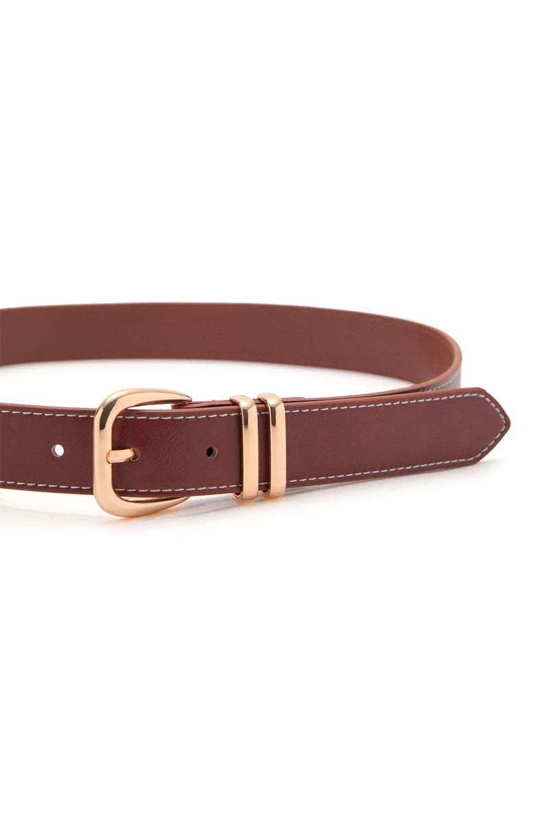 MANGO Metal Buckle Belt, Alternate, color, Brown