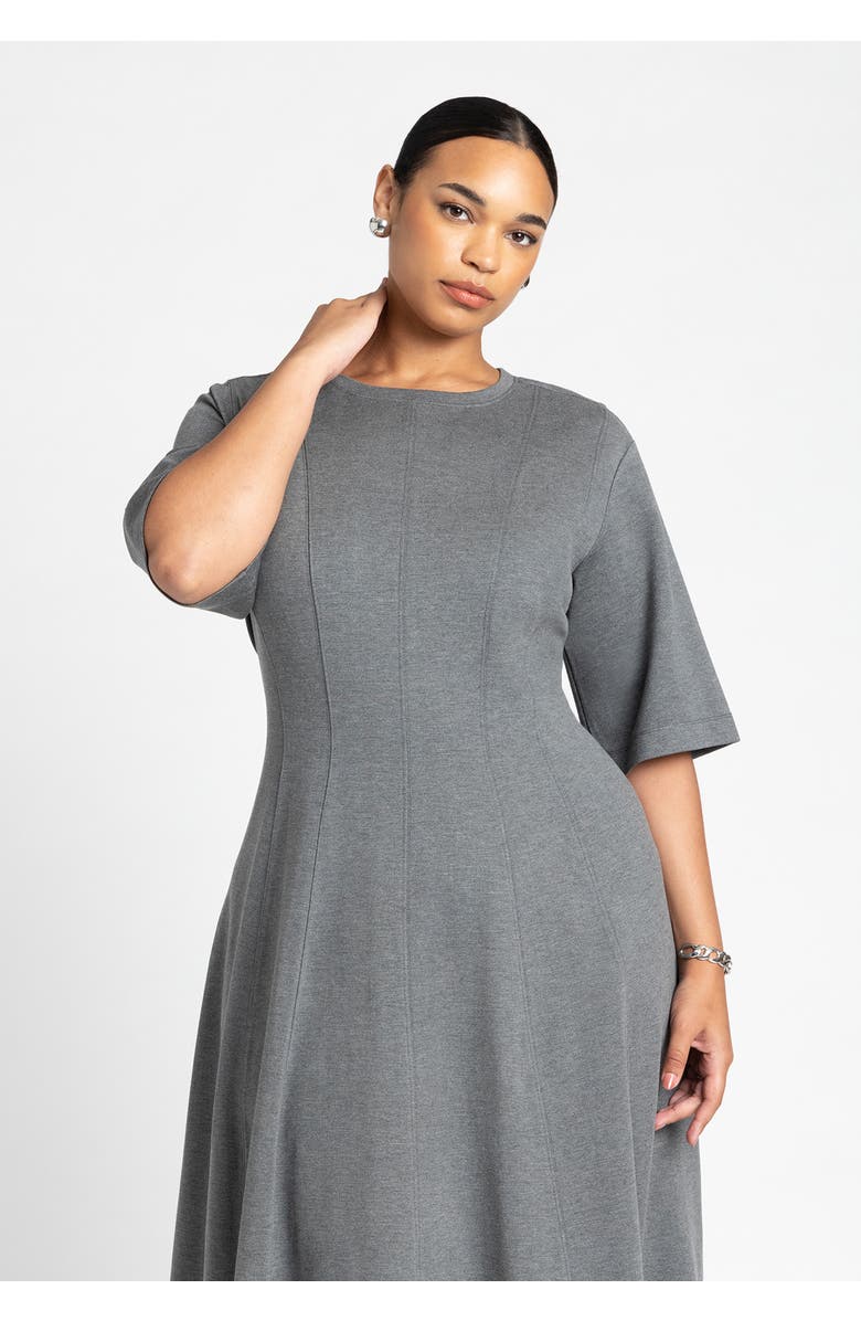 ELOQUII Seam Detail Ponte Work Dress, Alternate, color, Grey Heather