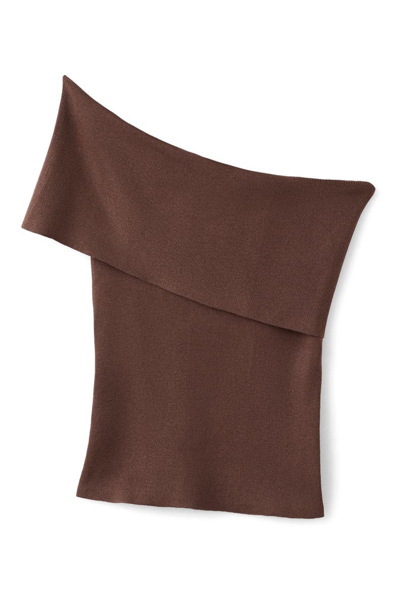 Off the Shoulder Rib Top, Alternate, color, CHOCOLATE