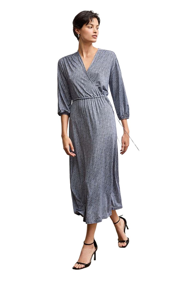 Hope Printed Jersey Wrap Dress, Alternate, color, Blueprint Sketch