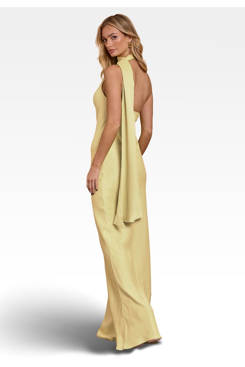 Cressida Satin Asymmetric Dress, Alternate, color, Yellow
