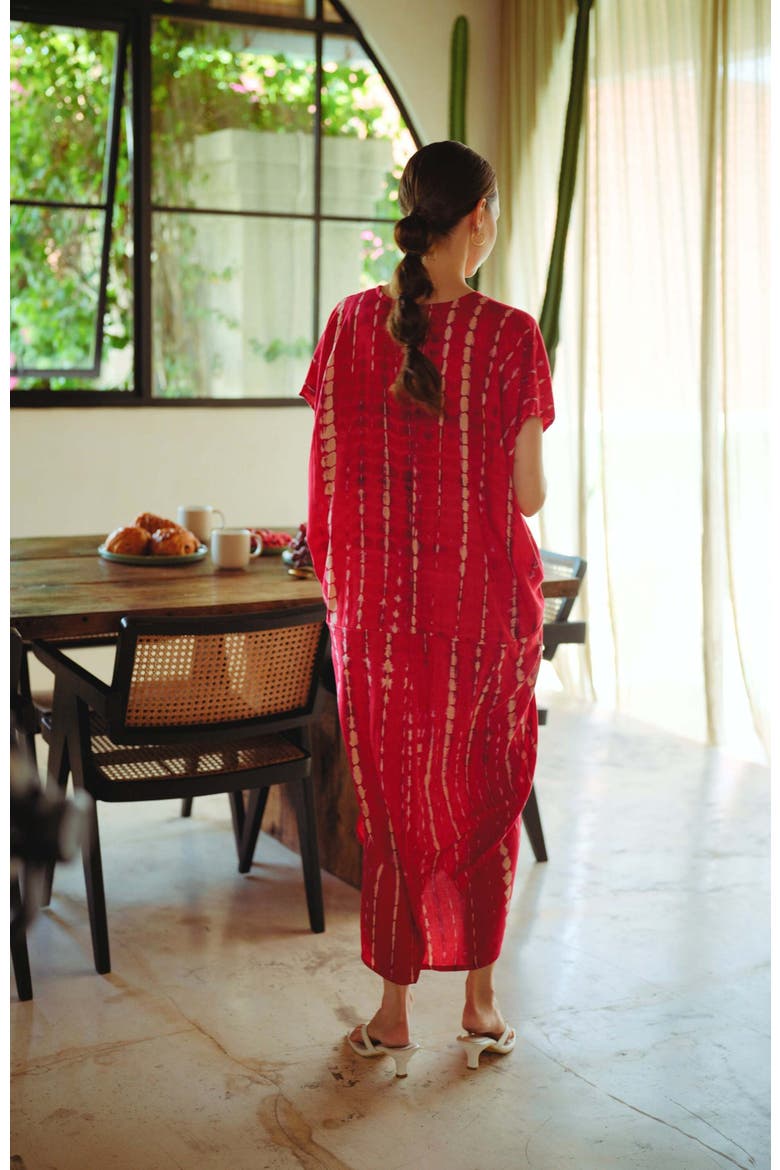 Madella Hand Dyed Kaftan Dress, Alternate, color, Red