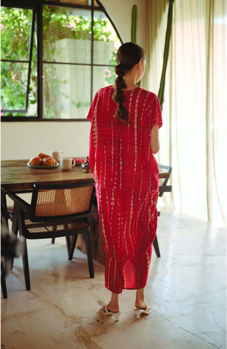 PINK HALEY Madella Hand Dyed Kaftan Dress, Alternate, color, Red
