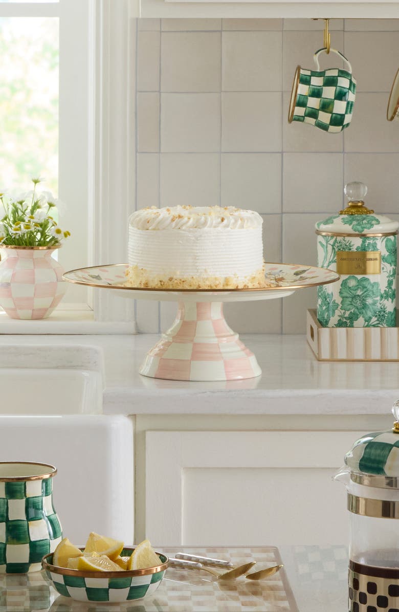 MACKENZIE CHILDS Wildflowers Pink Large Pedestal Platter, Alternate, color, Pink