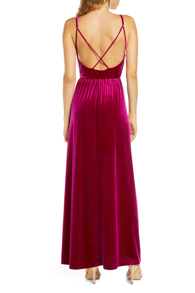 Final Song Strappy Back Velvet Gown, Alternate, color, MAGENTA