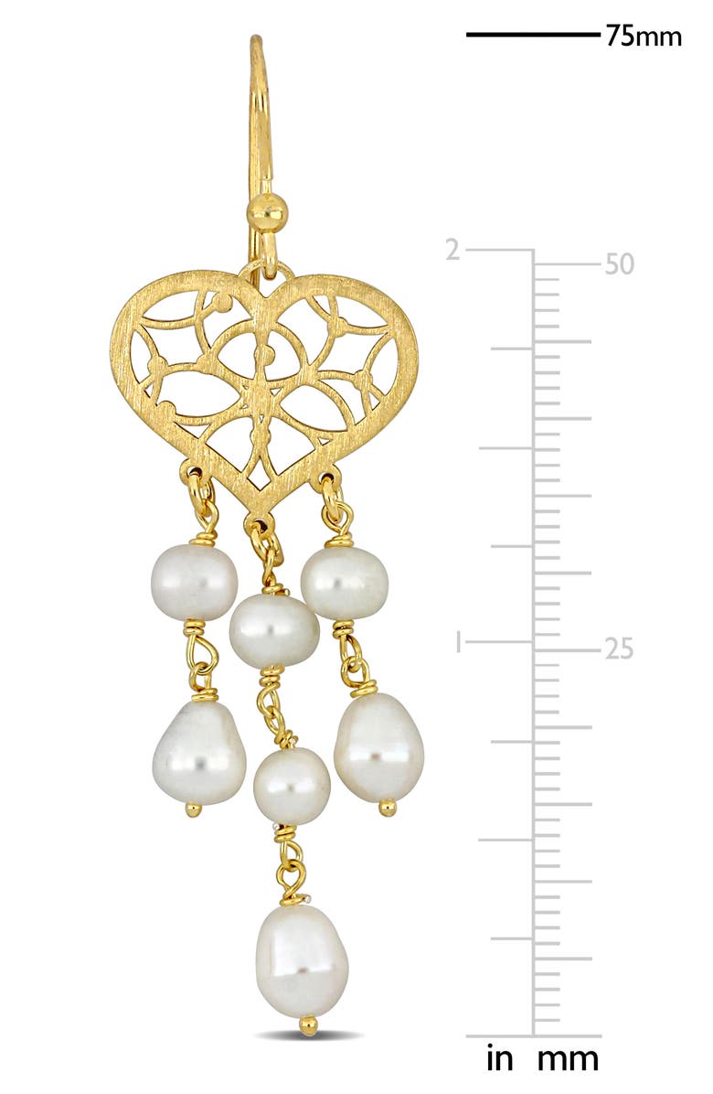 DELMAR 6–6.5mm Cultured Freshwater Pearl Heart Drop Earrings, Alternate, color, White