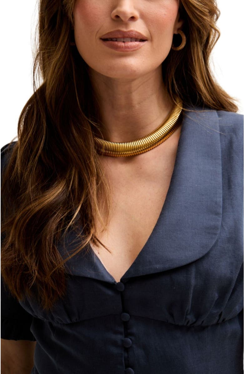 LILY AND LIONEL Rachel Vintage Inspired Short Sleeve Shirt, Alternate, color, Navy