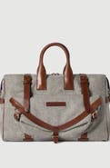 Brunello Cucinelli Virgin wool, alpaca and cashmere flannel field bag with grained calfskin inserts