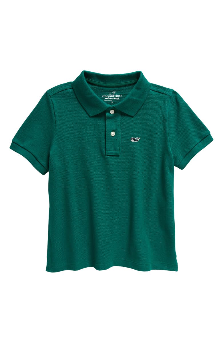 vineyard vines Kids' Heritage Cotton Piqué Polo, Main, color, Turf Green