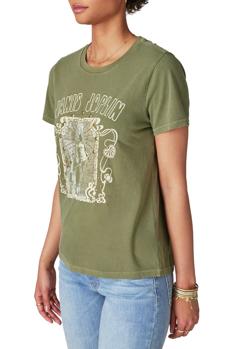 Janis Joplin Embellished Graphic Tee, Alternate, color, WINTER MOSS